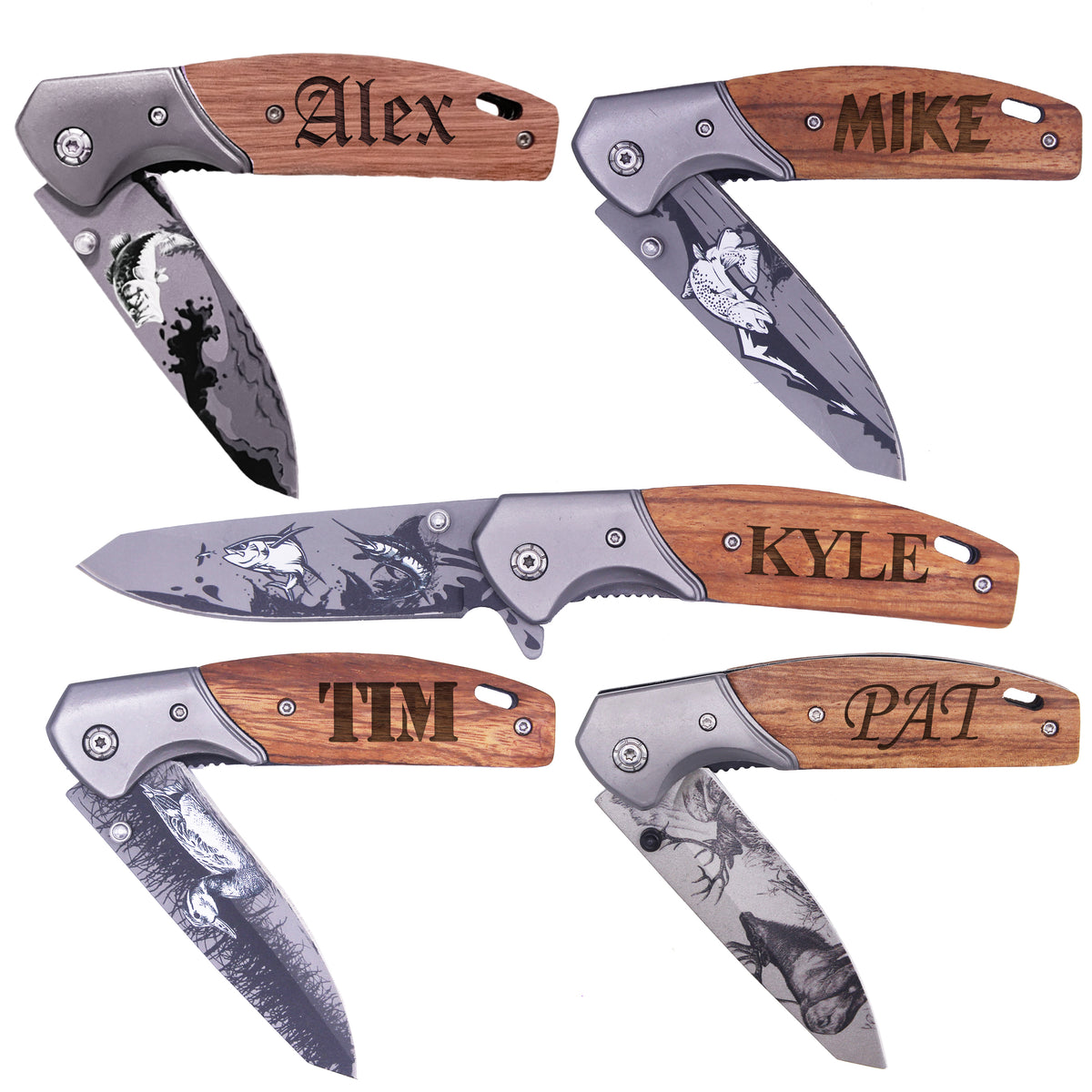 Custom Pocket Knife with Folding Blade - Personalized Hunting Fishing Gift