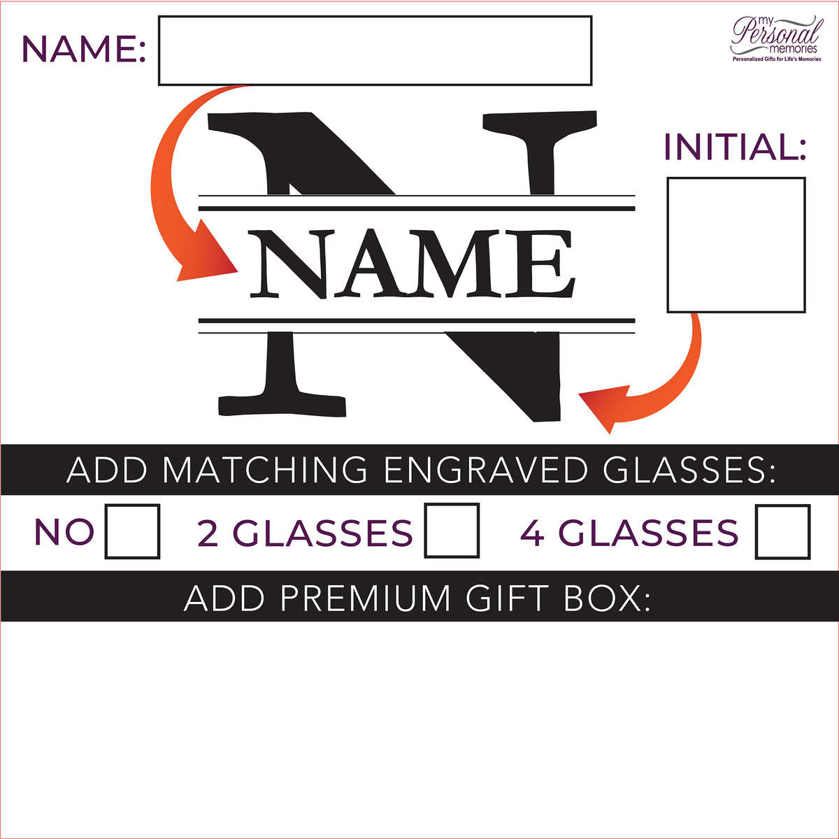 Personalized Whiskey Decanter Set with Glasses and Gift Box Set - Classic Design