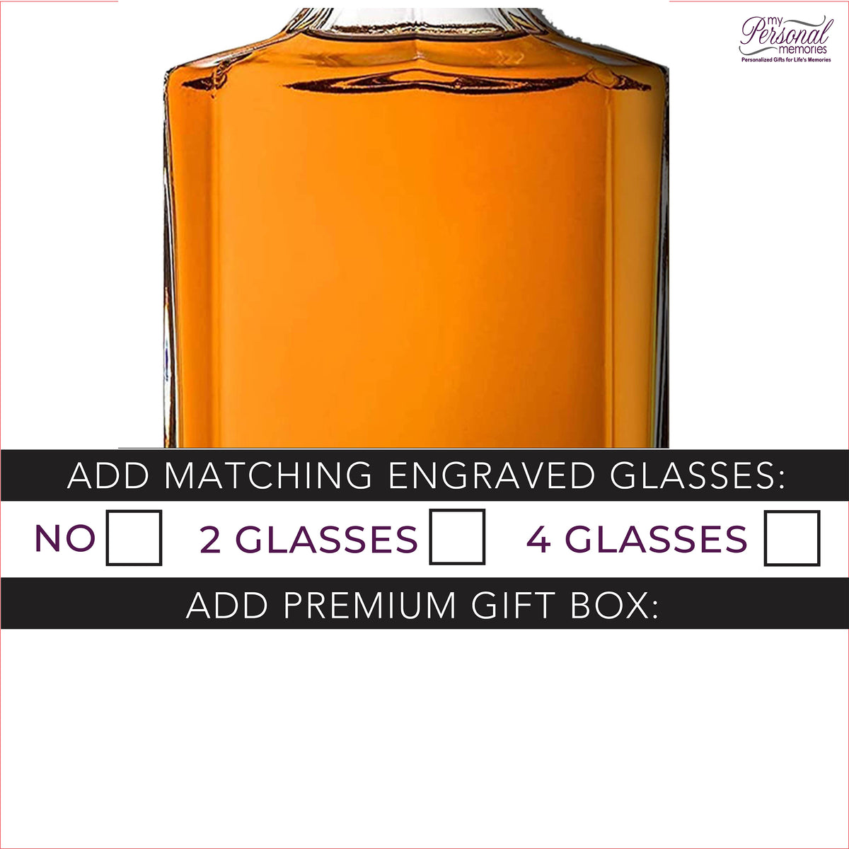 Personalized Whiskey Decanter Set with Glasses and Gift Box Set - Any Text