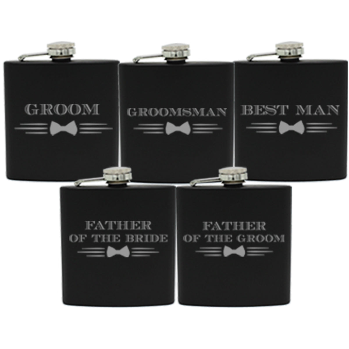 My Personal Memories Bow Tie Groomsman, Best Man, Groom 6 oz Flask Gift for Bachelor Party