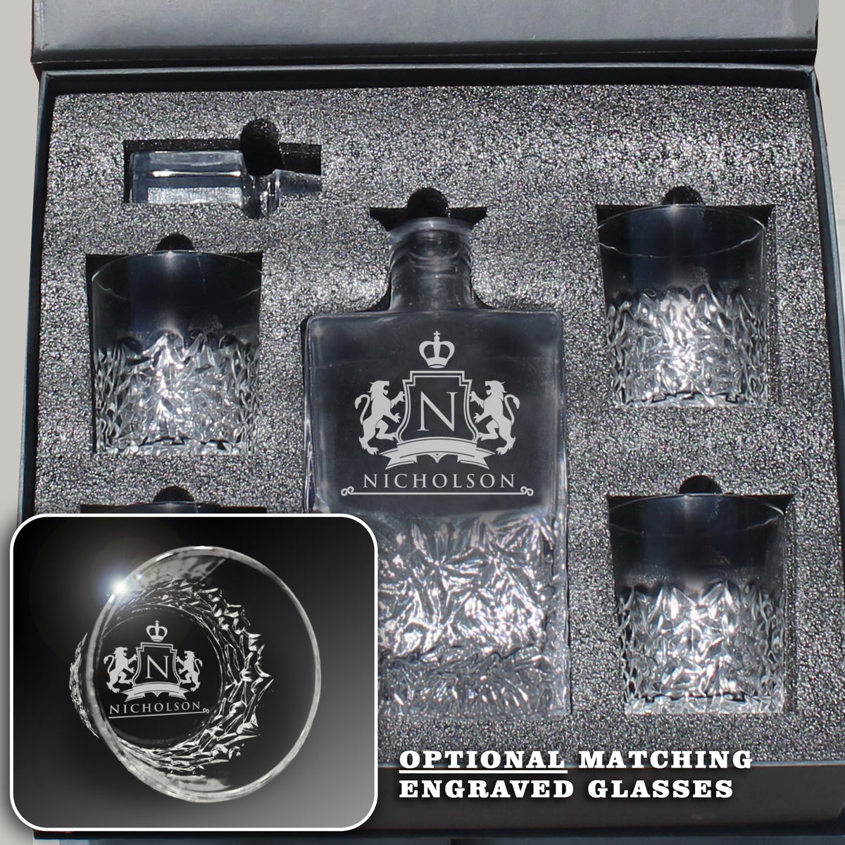 Premium Custom Engraved Decanter - Personalized with Name