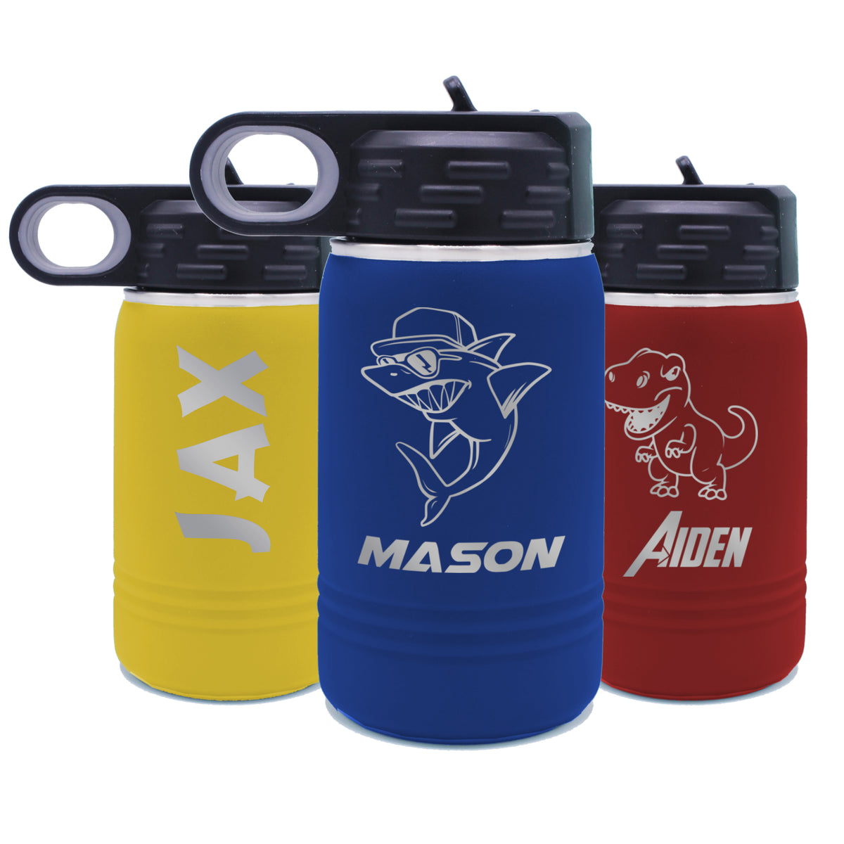 Personalized 12 oz Kids Water Bottle with Straw – Custom Name Engraved Insulated Tumbler for School & Sports