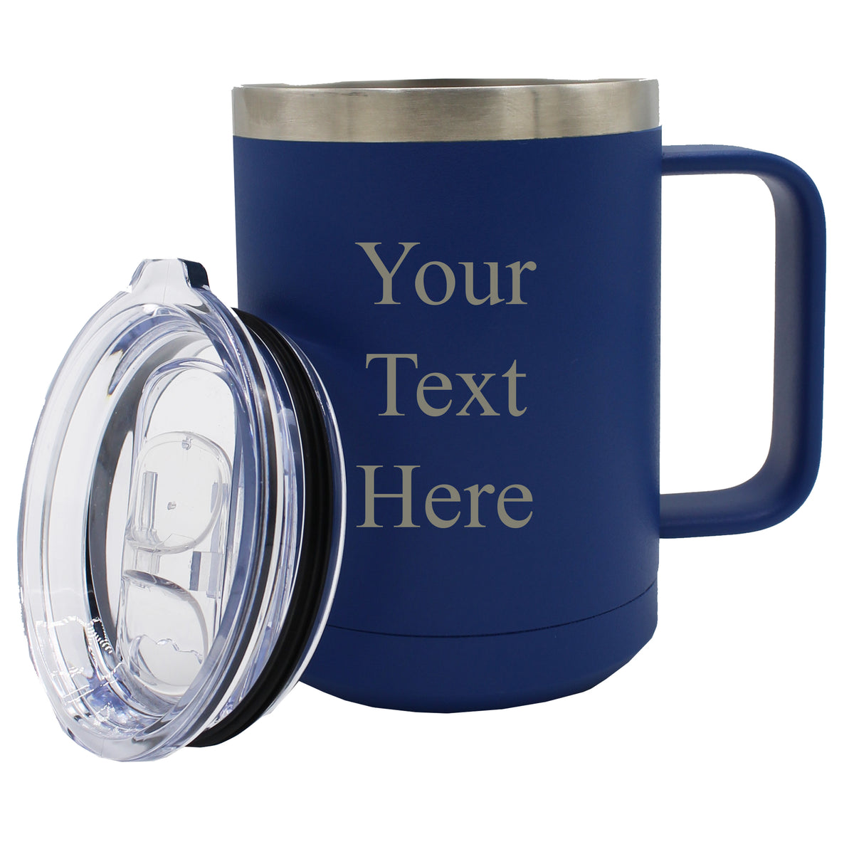 Personalized 15 oz Insulated Travel Coffee Mug with Handle & Lid – Custom Monogrammed or Engraved Tumbler