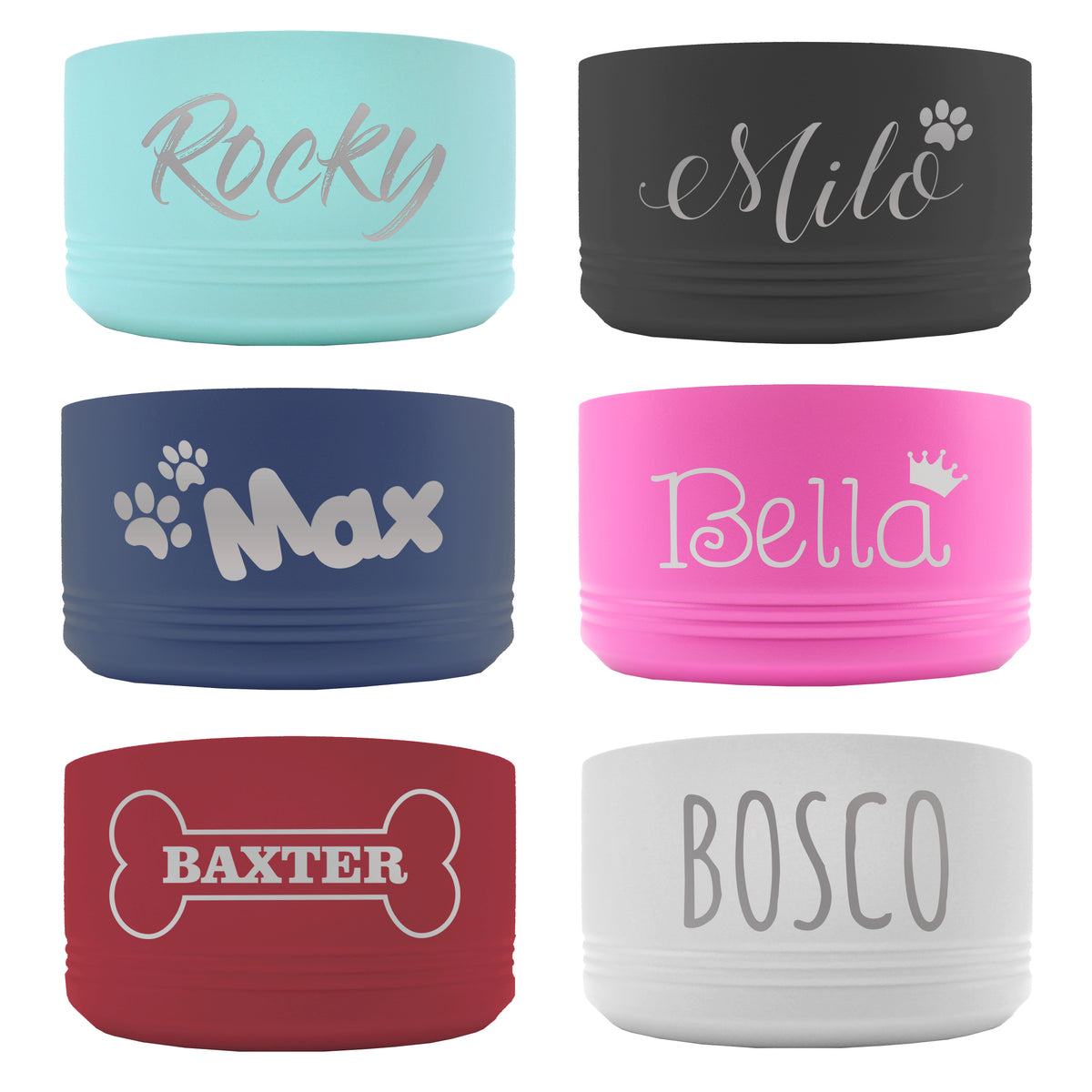 Personalized Stainless Steel Dog, Cat or Pet Bowl for Water and Food with Non Slip Bottom