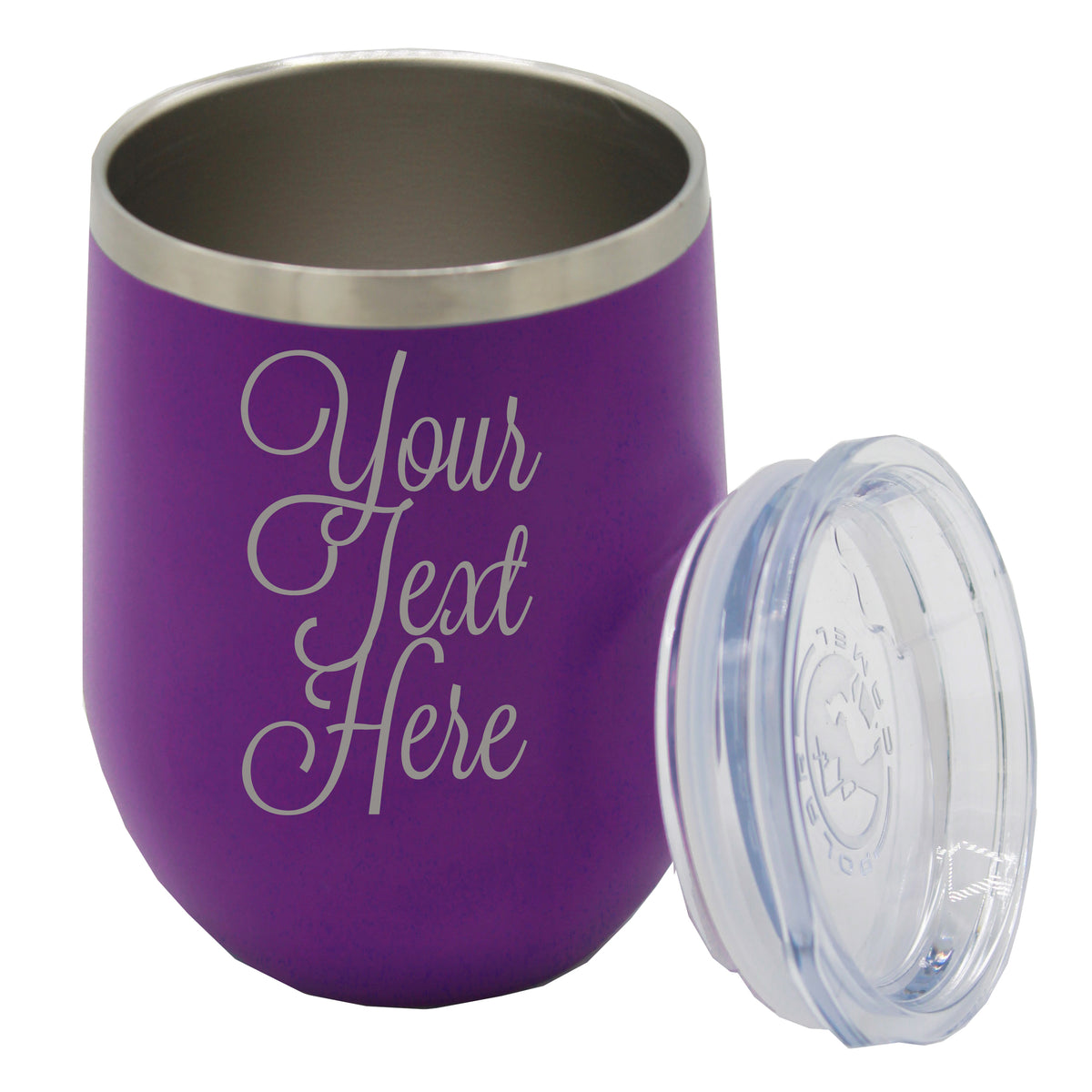 Personalized Insulated 12 oz Stemless Wine Tumbler Cup - Customized with Your Text
