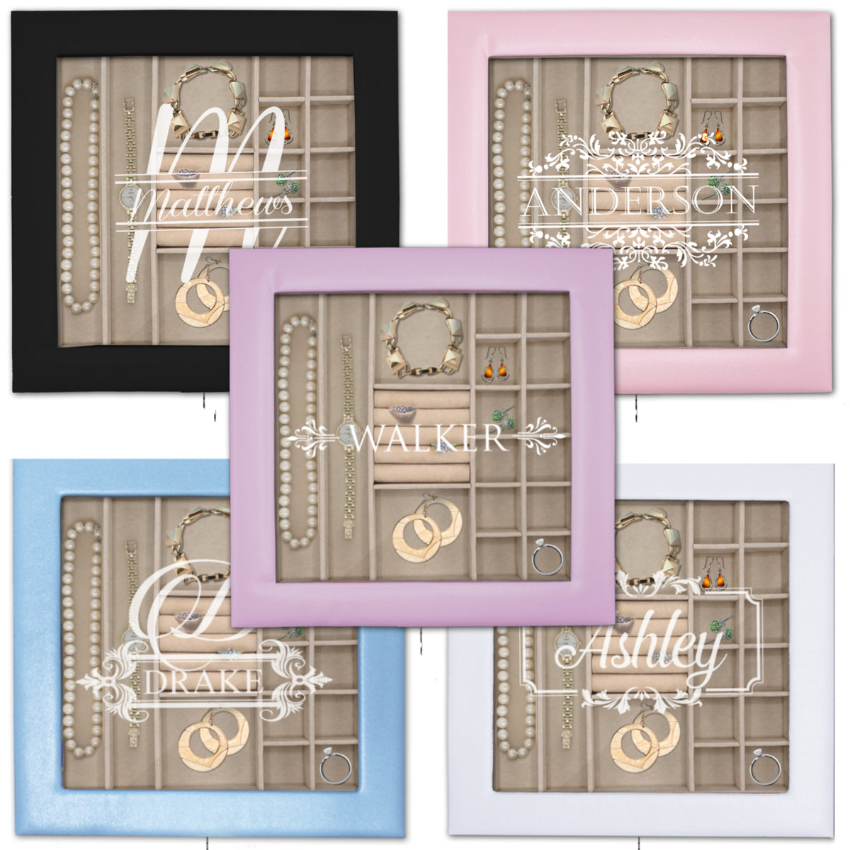 Personalized Jewelry Box with Glass Top – Custom Engraved Jewelry Organizer & Tray Gift for Women, Mom or Wife