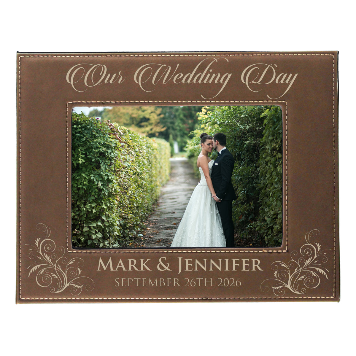 Personalized Wedding Gift Picture Frame - Custom Engraved Newlywed Photo Gifts
