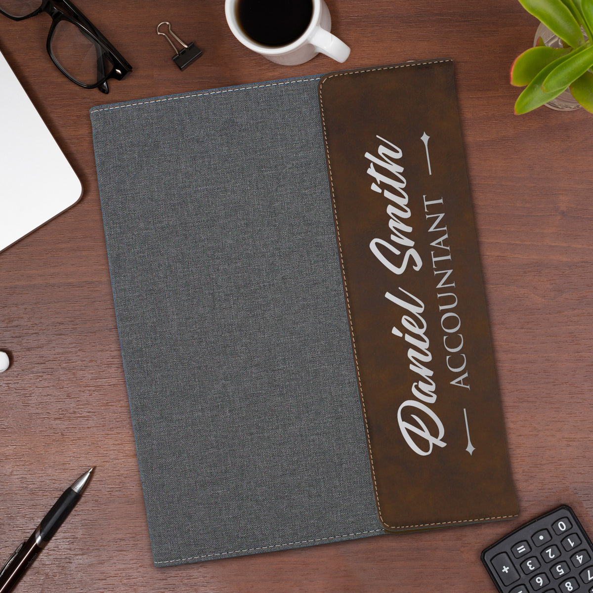 Personalized Canvas Business Work Portfolio - Professional Vertical 2 Lines Engraving