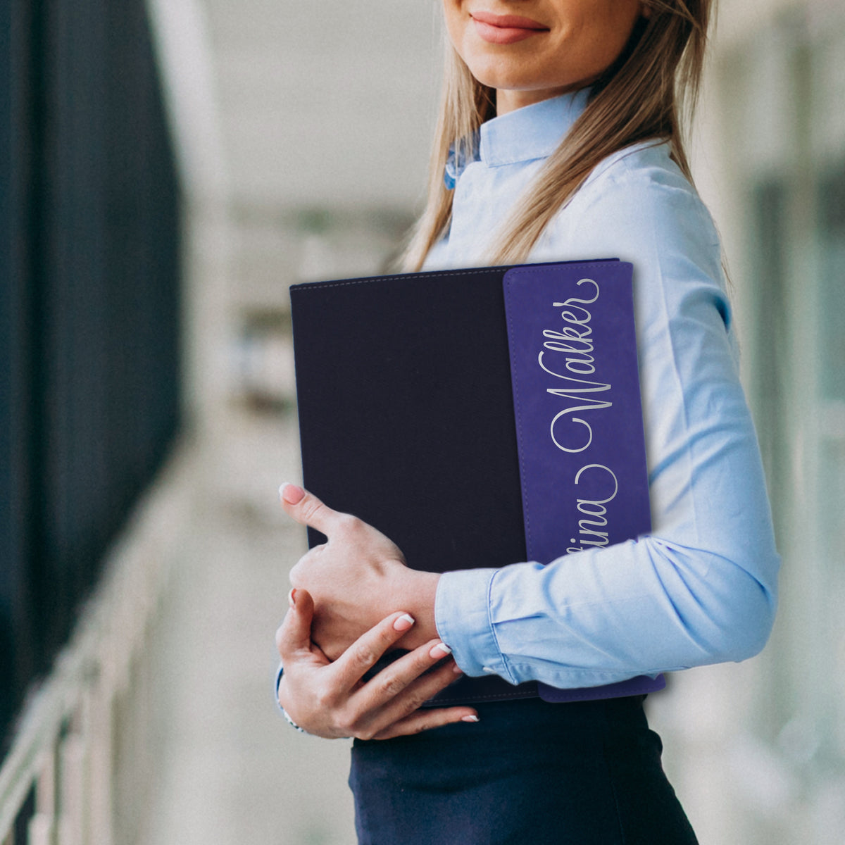 Personalized Canvas Portfolio for Business, Student, Teacher, Graduation - Vertical 1 Line Engraving