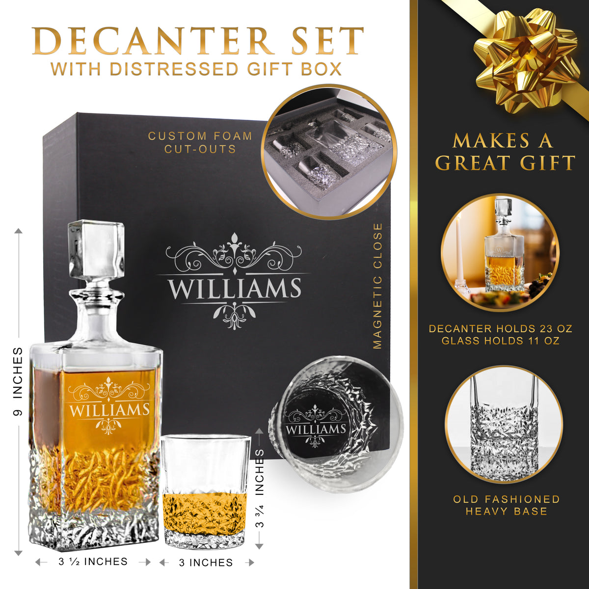 Premium Custom Engraved Decanter - Personalized with Name