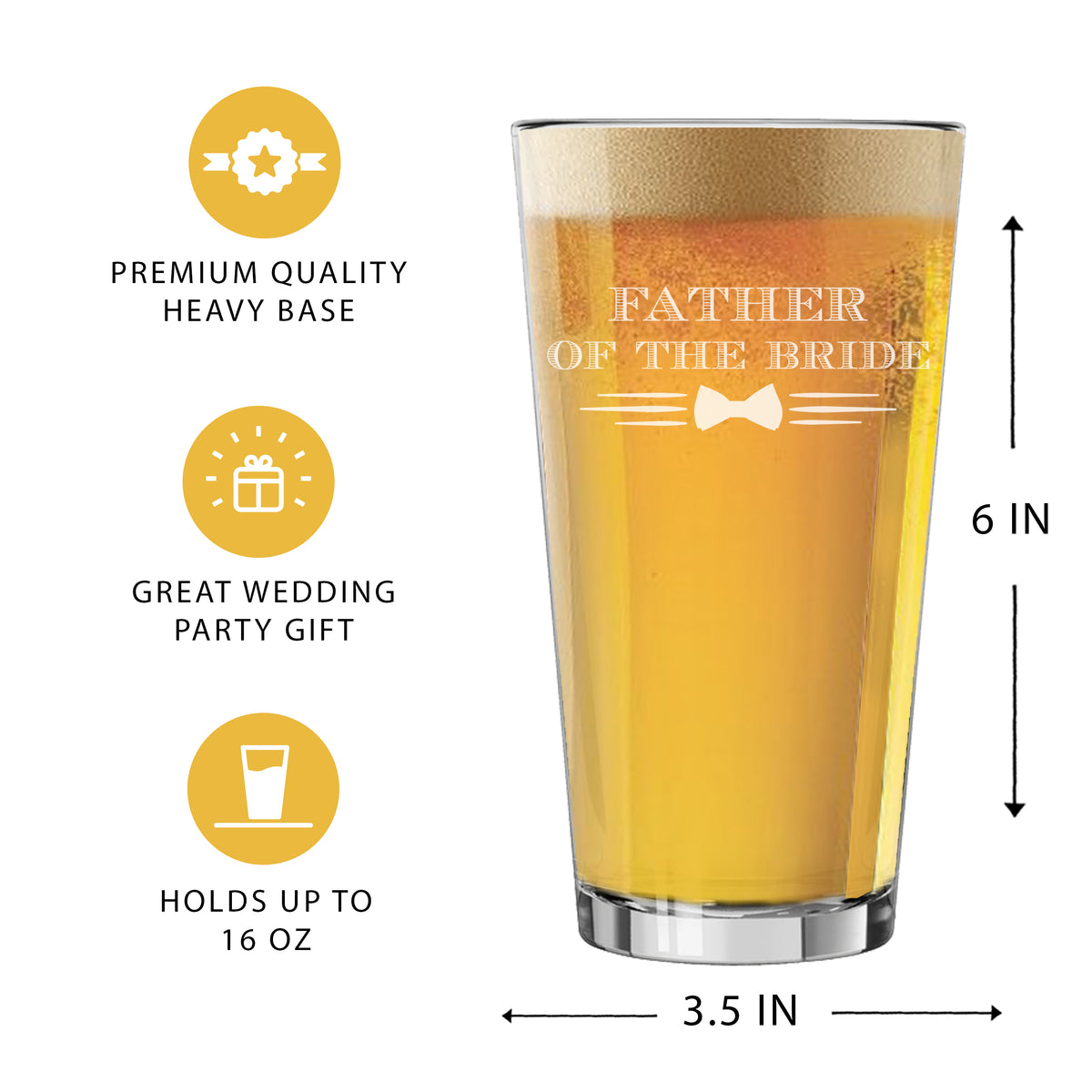 My Personal Memories Bow Tie 16 oz Pint Beer Glasses for Groomsmen, Best Man, Groom, Bachelor Party
