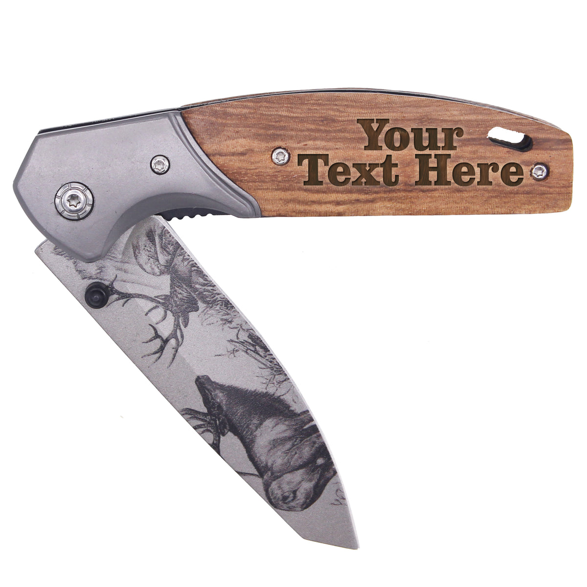 Custom Pocket Knife with Folding Blade - Personalized Hunting Fishing Gift
