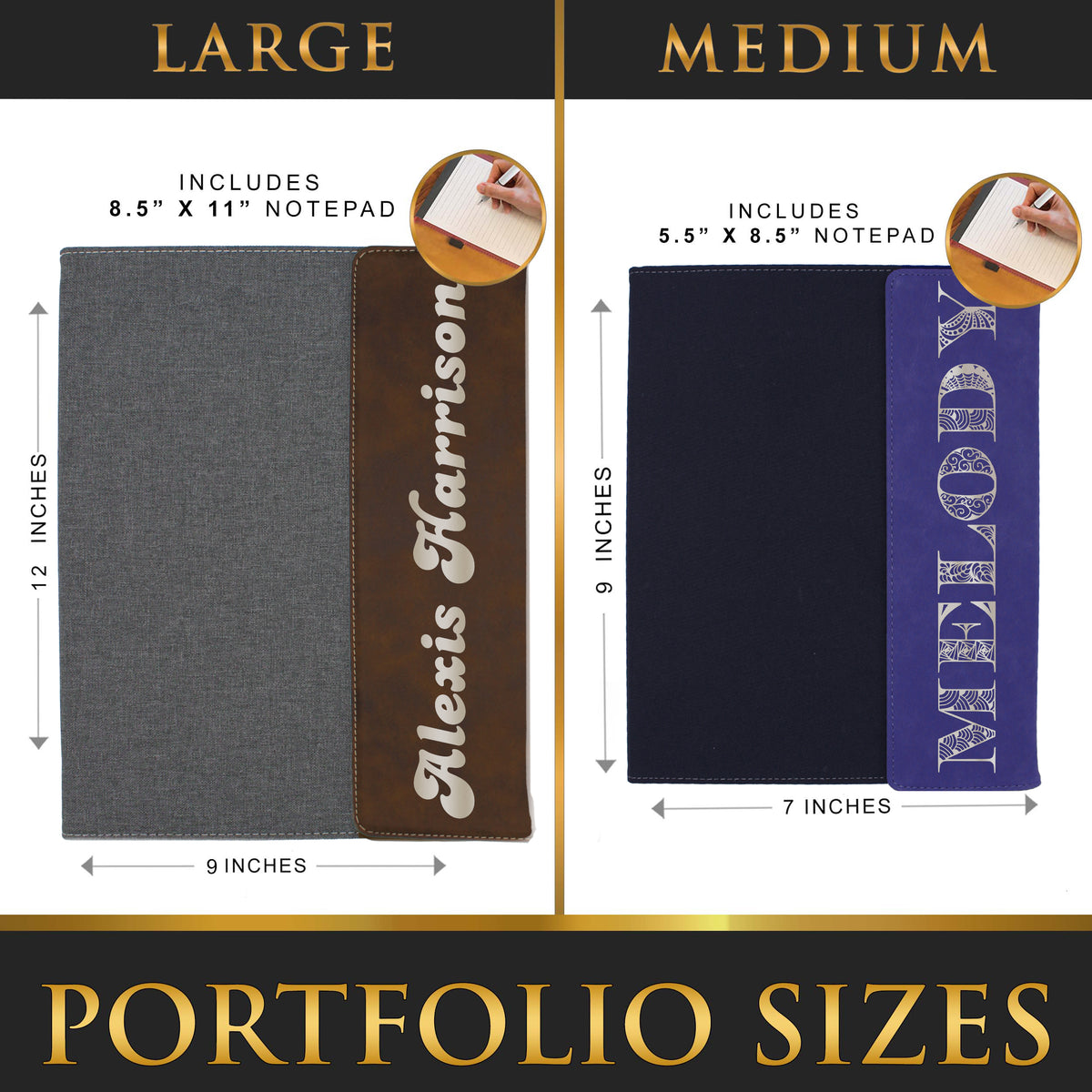 Personalized Canvas Portfolio for Business, Student, Teacher, Graduation - Vertical 1 Line Engraving