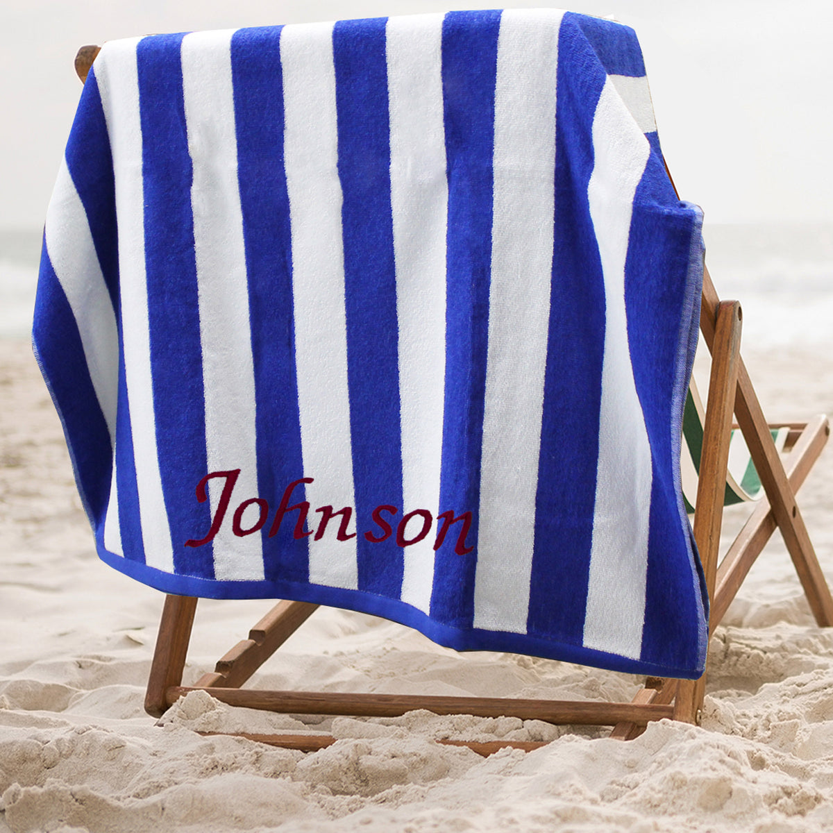 Premium Personalized Striped Cabana Beach Pool Towel 35" x 60" - Custom Embroidered with Any Name