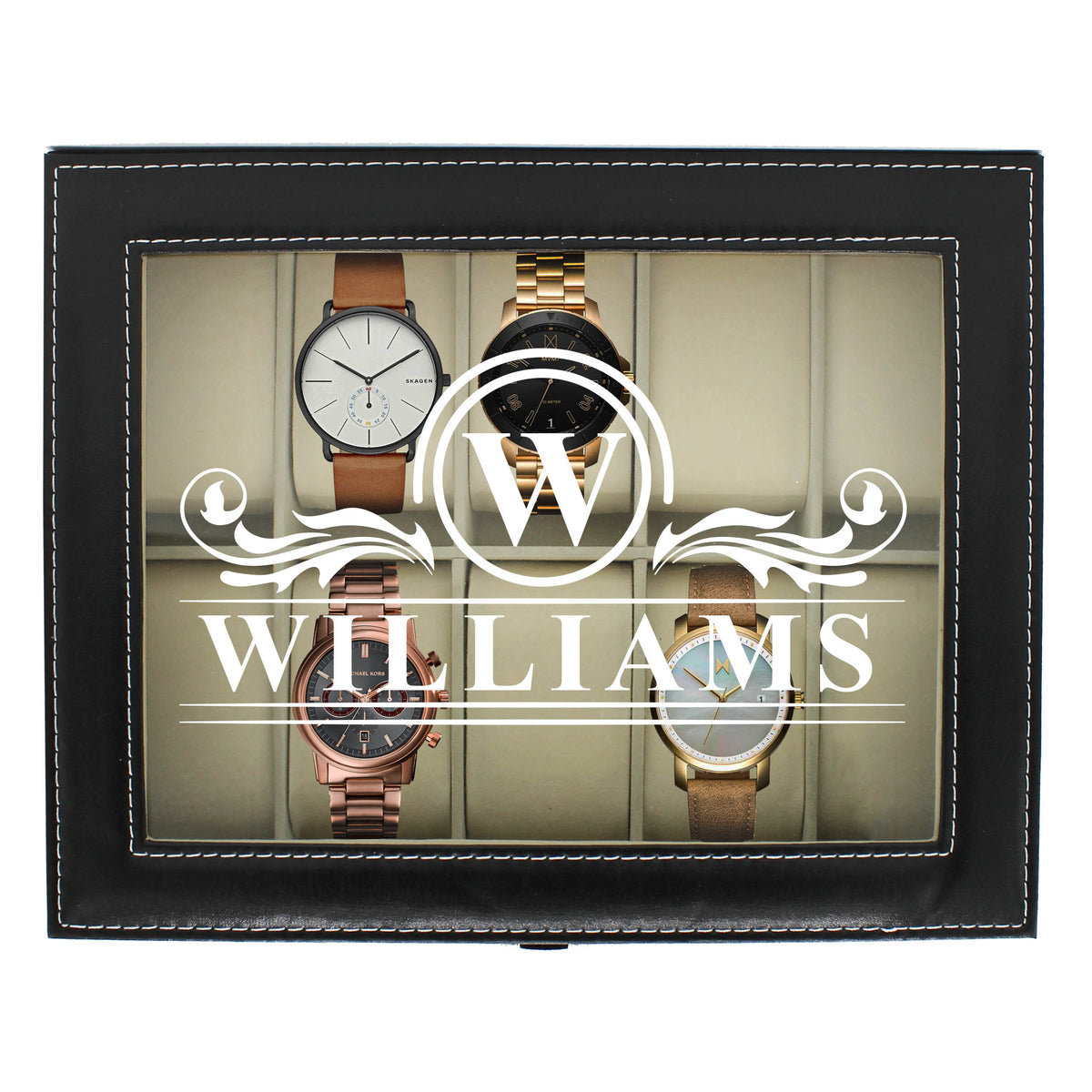 Engraved 10 Slot Watch Box for Men - Custom Personalized Gifts for Him, Husband, Boyfriend