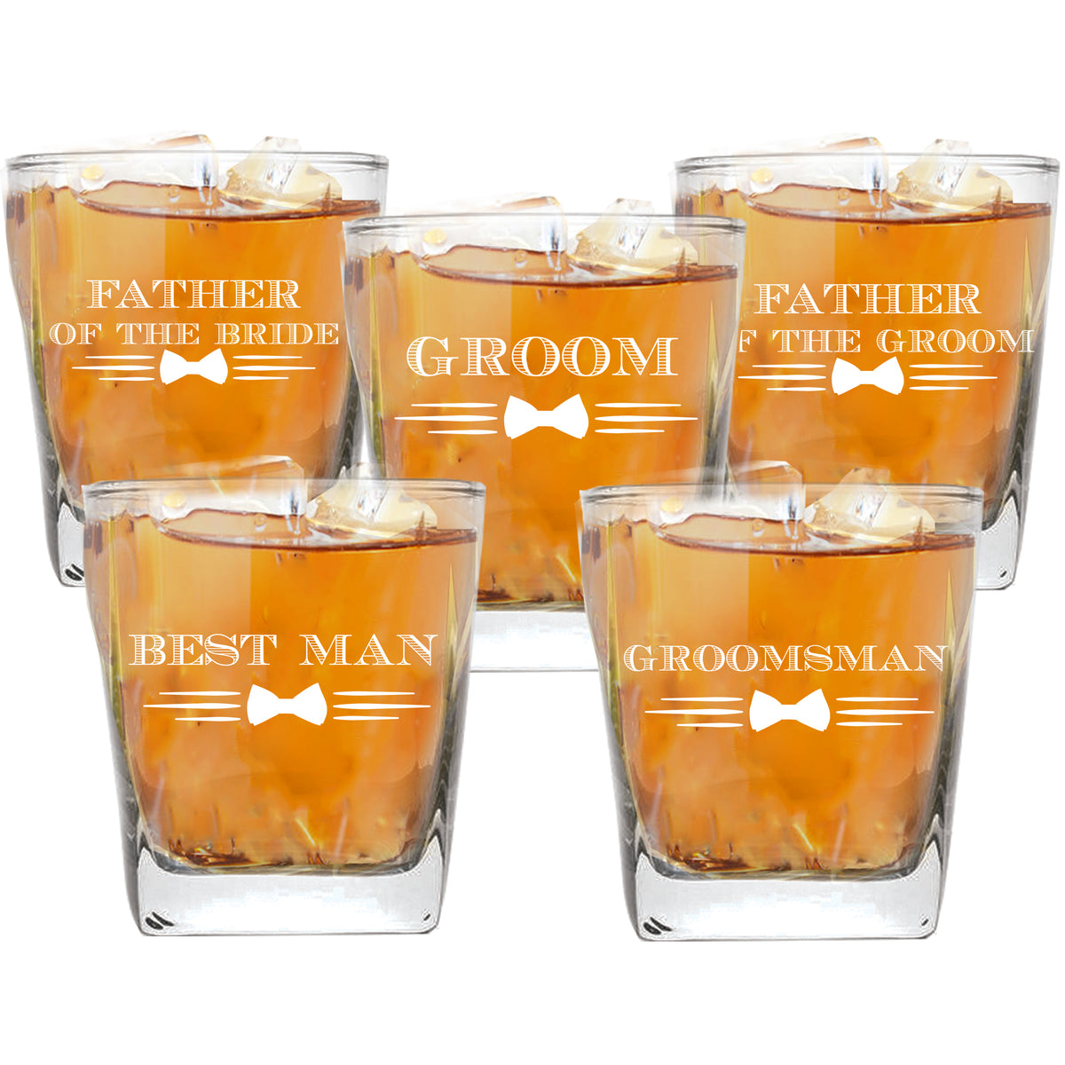 My Personal Memories Bow Tie 9 oz Whiskey Rocks Gift Glass for Groomsmen, Best Man and more