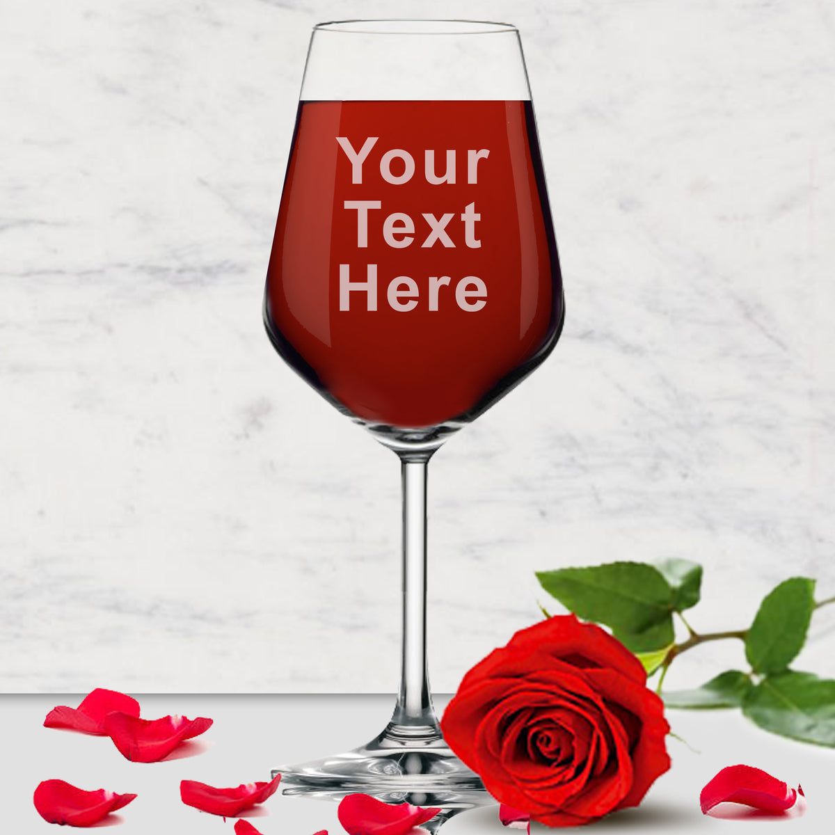Personalized Wine Glass With Stem - Engraved with Your Custom Text