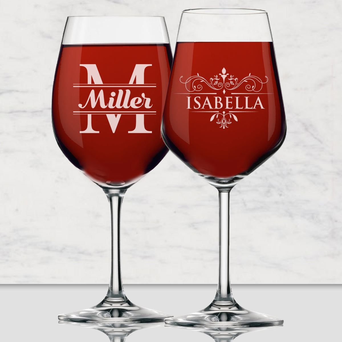 Personalized 16 oz Wine Glass with Stem with Name and Initial