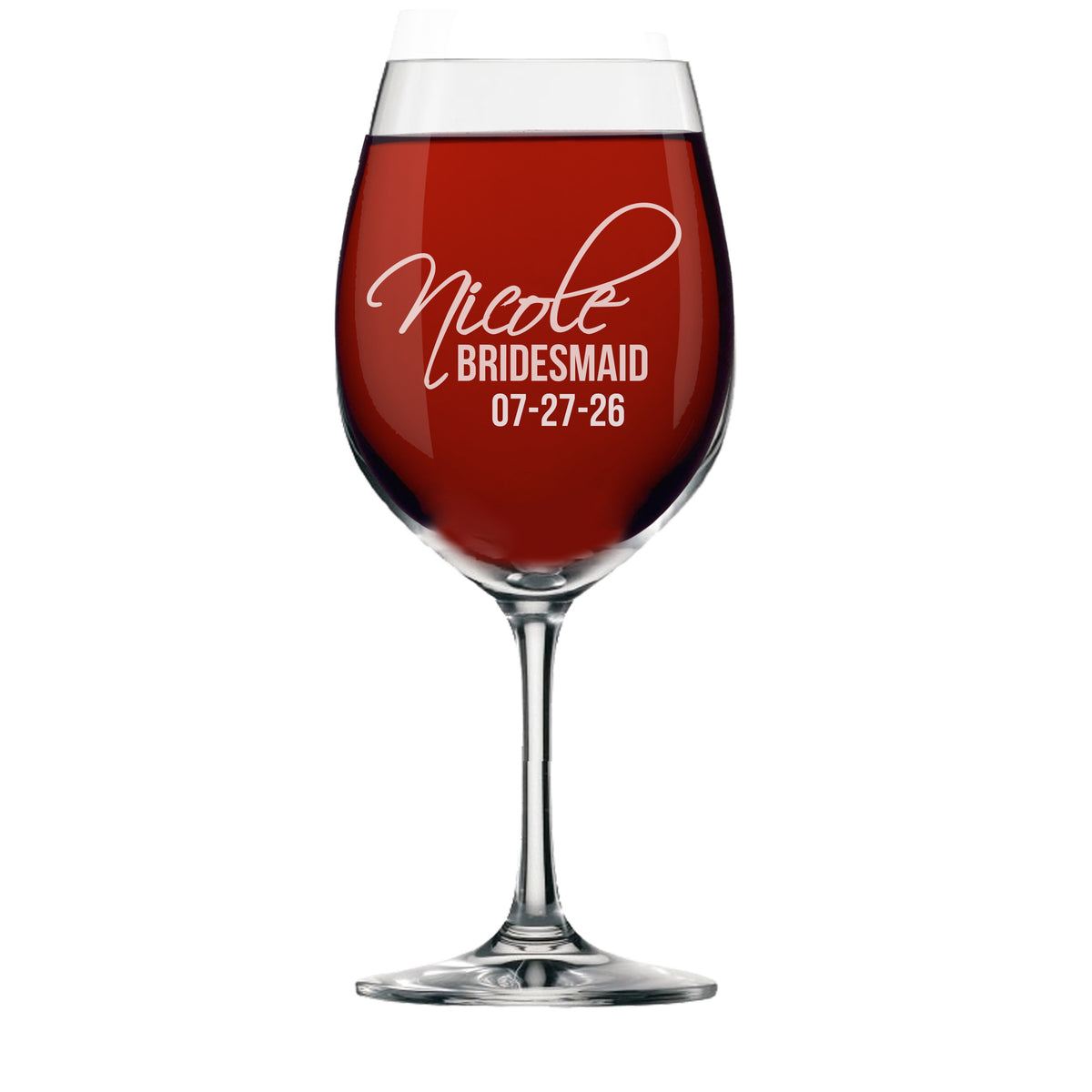 Personalized Wine Glasses with Stem for Bridesmaid, Bride
