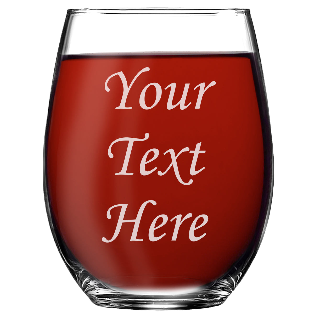 Personalized 15oz Stemless Wine Glass - Engraved With Your Custom Text