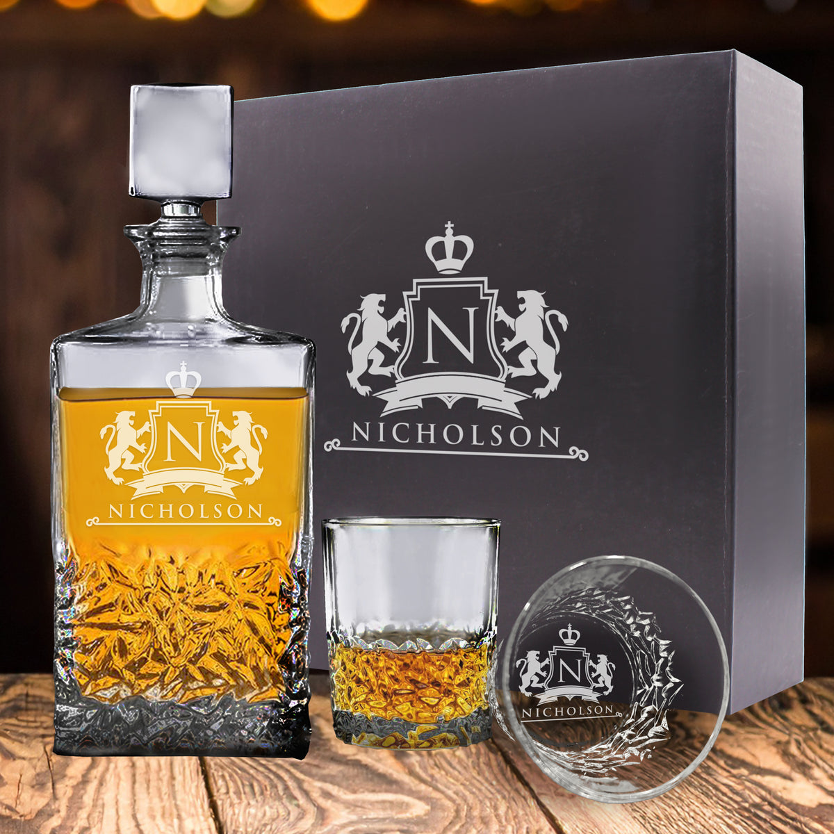 Premium Custom Engraved Decanter - Personalized with Name