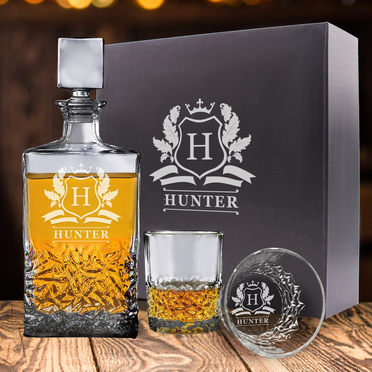 Premium Custom Engraved Decanter - Personalized with Name