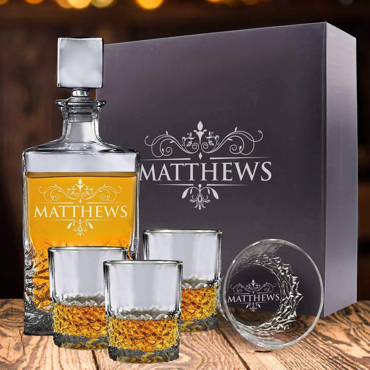 Premium Custom Engraved Decanter - Personalized with Name