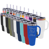 Personalized 40 oz Stainless Steel Insulated Tumbler with Handle, Lid & Straw – Custom Engraved Name or Text