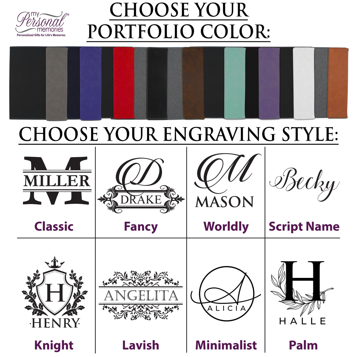 Personalized Portfolio with Custom Monogrammed Flap - Corner Engraving