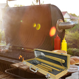 Personalized BBQ Grill Tool Set – Custom Engraved Bamboo Grilling Utensils Gift for Men, Dad or Father's Day