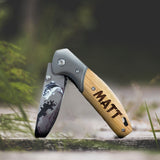 Custom Pocket Knife with Folding Blade - Personalized Hunting Fishing Gift