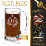 Personalized 12 oz Beer Mug – Custom Engraved Beer Glass with Name for Birthday, Christmas or Father's Day Gift