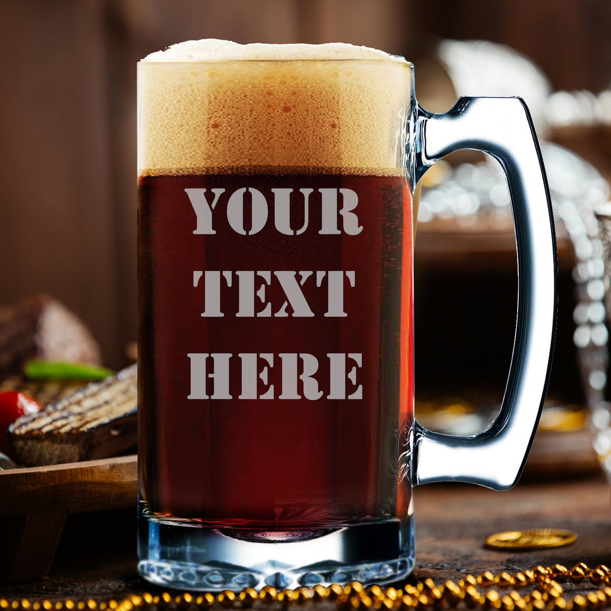 Personalized 12 oz Beer Mug with Your Custom Text