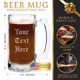 Personalized 12 oz Beer Mug with Your Custom Text