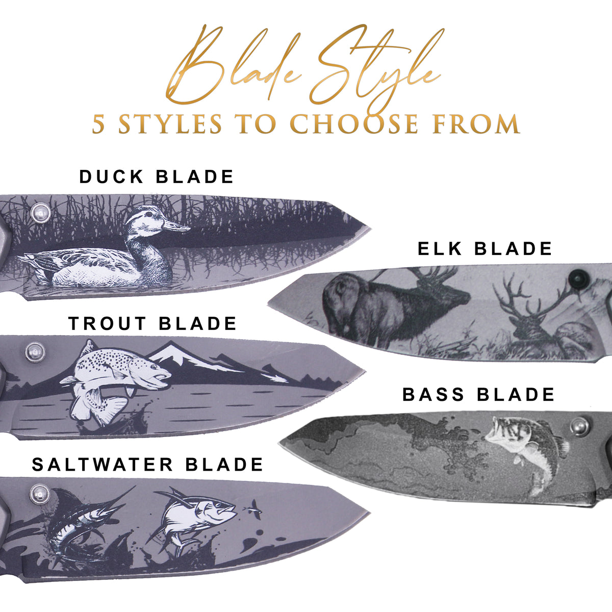 Custom Pocket Knife with Folding Blade - Personalized Hunting Fishing Gift