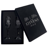 Set of 2 Mr and Mrs Personalized Champagne Wedding Toasting Flute Glasses - Engraved, Etched, Monogrammed, Customized