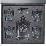 Personalized Whiskey Decanter Set with Glasses and Gift Box Set - Shield Design