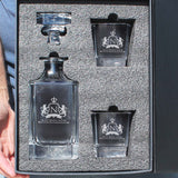 Personalized Whiskey Decanter Set – Custom Engraved Glass Decanter Gift for Men, Birthday - Lion Design