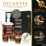 Personalized Whiskey Decanter Set with Glasses and Gift Box Set - Any Text