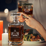 Personalized Whiskey Decanter Set – Custom Engraved Glass Decanter Gift for Men, Birthday - Lion Design