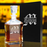 Personalized Whiskey Decanter Set with Glasses and Gift Box Set - Classic Design