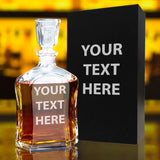 Personalized Whiskey Decanter Set with Glasses and Gift Box Set - Any Text