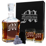 Personalized Whiskey Decanter Set with Glasses and Gift Box Set - Classic Design