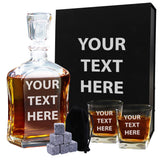 Personalized Whiskey Decanter Set with Glasses and Gift Box Set - Any Text