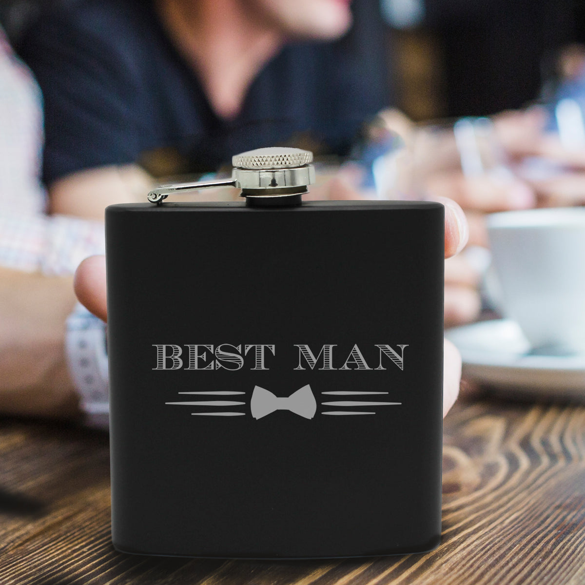 My Personal Memories Bow Tie Groomsman, Best Man, Groom 6 oz Flask Gift for Bachelor Party