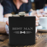 My Personal Memories Bow Tie Groomsman, Best Man, Groom 6 oz Flask Gift for Bachelor Party