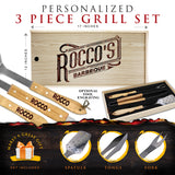 Personalized Premium BBQ Grill Tool Set – King of the Grill Custom Engraved Barbecue Utensils Gift for Dad or Father's Day