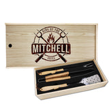 Personalized Premium BBQ Grill Tool Set – King of the Grill Custom Engraved Barbecue Utensils Gift for Dad or Father's Day
