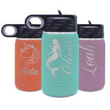 Personalized 12 oz Kids Water Bottle with Straw – Custom Name Engraved Insulated Tumbler for School & Sports
