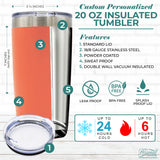Personalized 20 oz Stainless Steel Travel Tumbler with Lid - Double-Wall Vacuum Insulated with Your Custom Text
